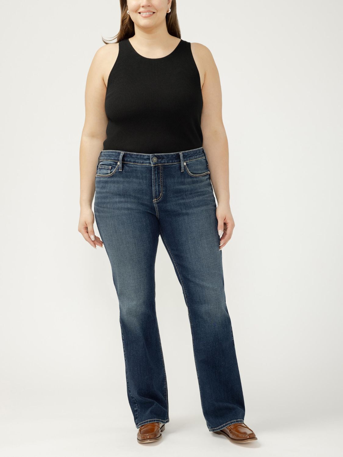Silver Jeans Co. Women's Elyse Mid Rise Slim Bootcut Luxe Stretch Jeans