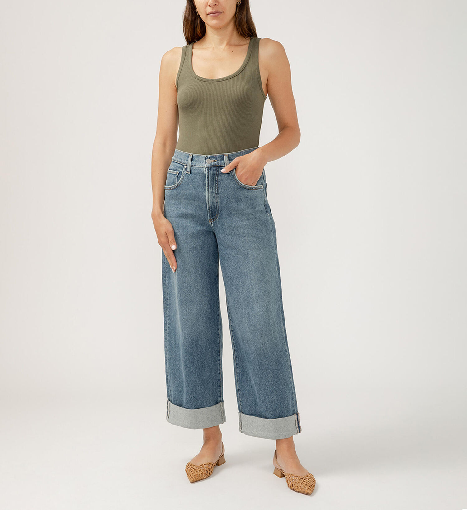 Silver Jeans Co. Women's Be Easy Cropped Wide Leg Jeans