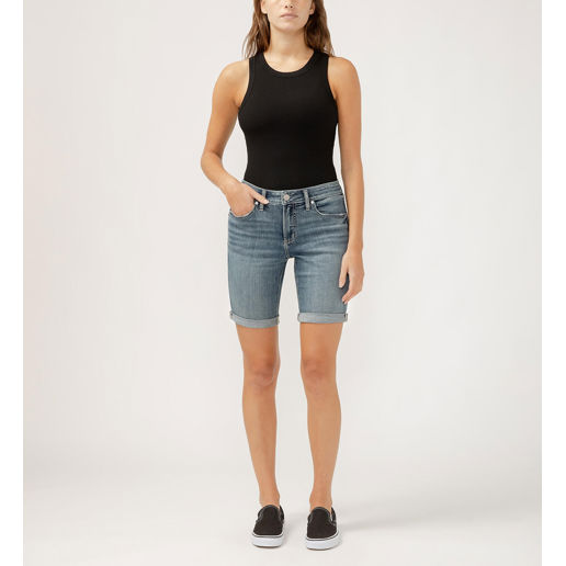 Silver Jeans Women's Elyse Mid Rise Luxe Stretch Bermuda