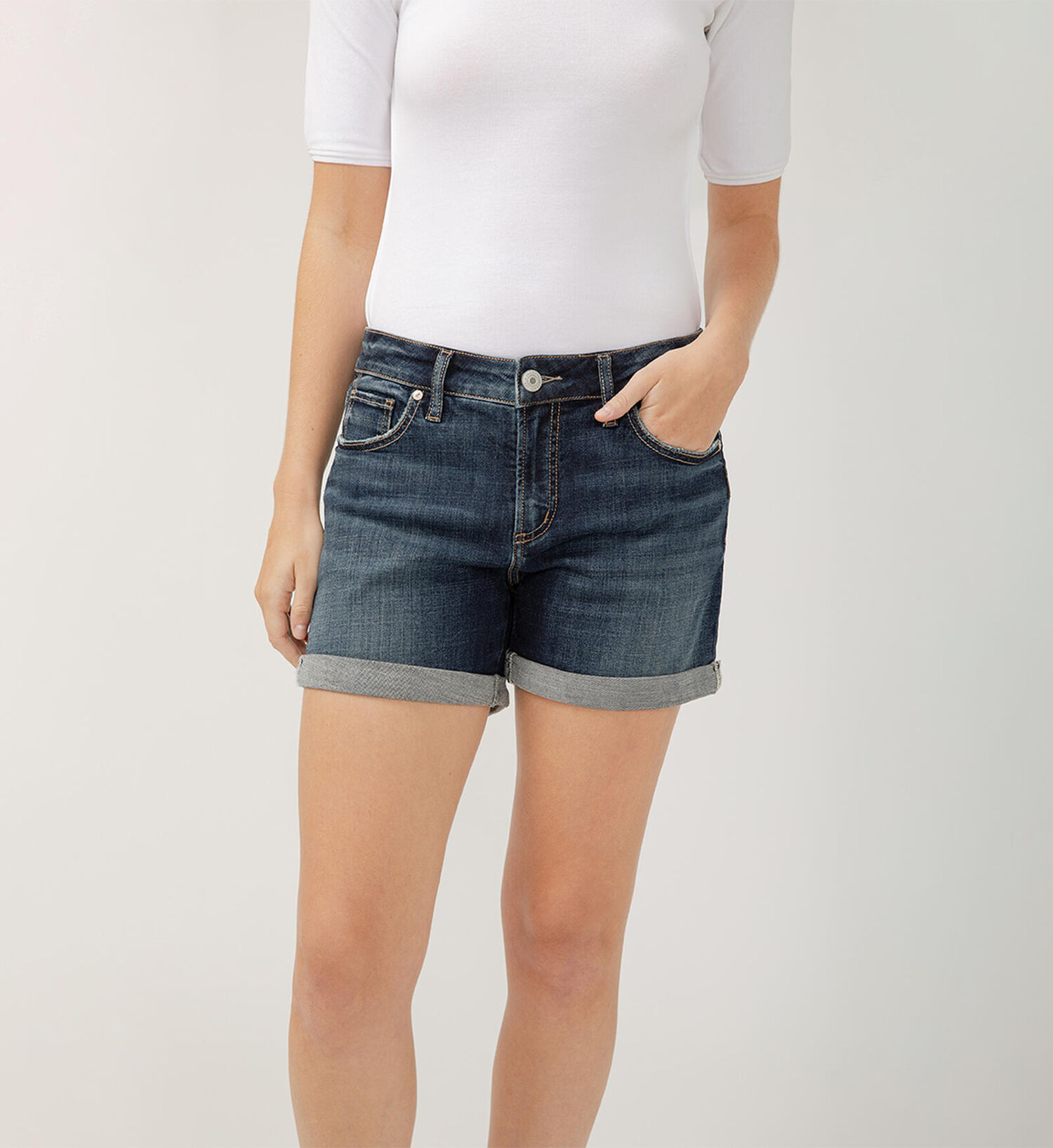 Silver Jeans Co. Women's Elyse Mid Rise Luxe Stretch Shorts