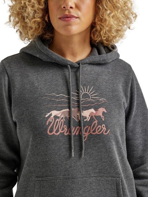 Wrangler Women's Retro Regular Fit Pullover Hoodie in Caviar Heather