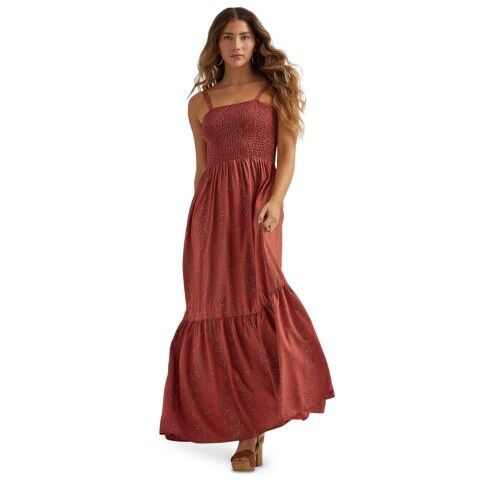Wrangler Women's Retro Punchy Dress in Burgundy