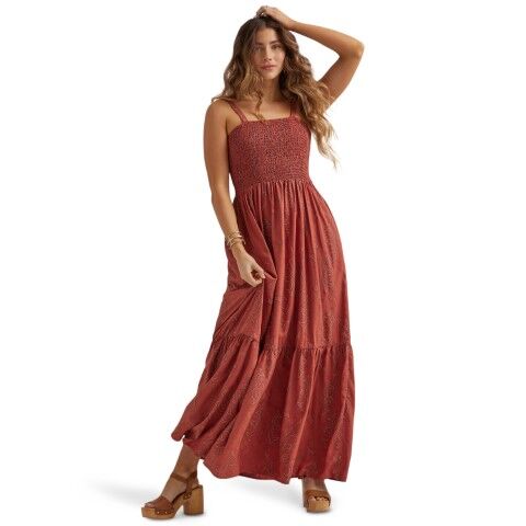Wrangler Women's Retro Punchy Dress in Burgundy
