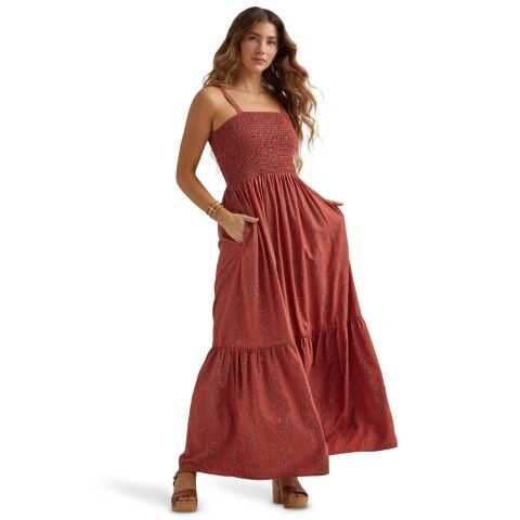 Wrangler Women's Retro Punchy Dress in Burgundy