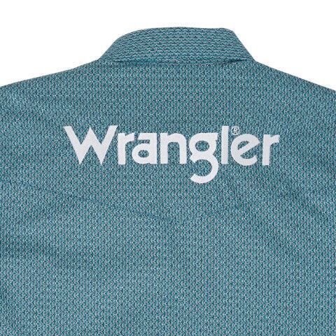 Wrangler Men's Long Sleeve Logo Snap Shirt in Turquoise