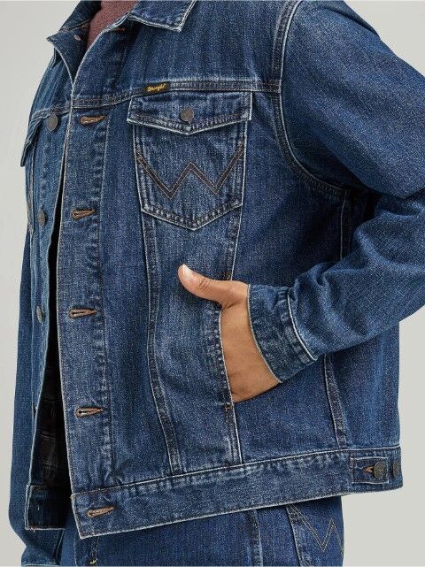 Wrangler Men's Wrangler Flannel Lined Western Denim Jacket in Winterberry