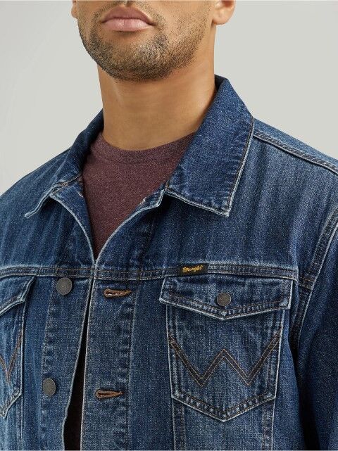 Wrangler Men's Wrangler Flannel Lined Western Denim Jacket in Winterberry