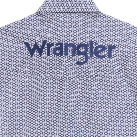 Wrangler Men's Logo Long Sleeve Button Shirt in Blue