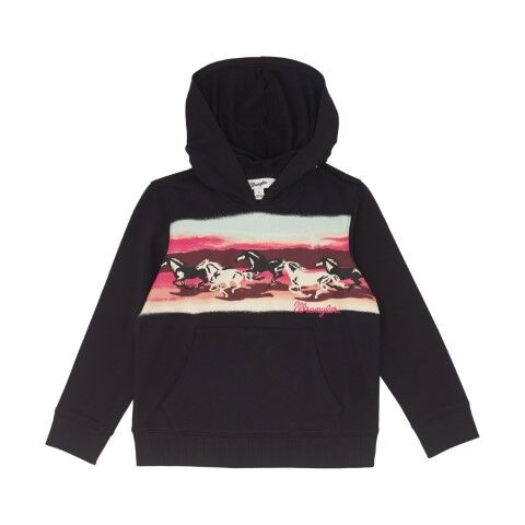Wrangler Girl's Western Pullover Hoodie in Black