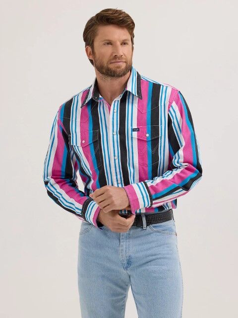 Lot De 30 Chemises Western Vintage Wrangler - Motifs Rayés, Snaps Perle, Tailles Mixées (XL Et Autres)