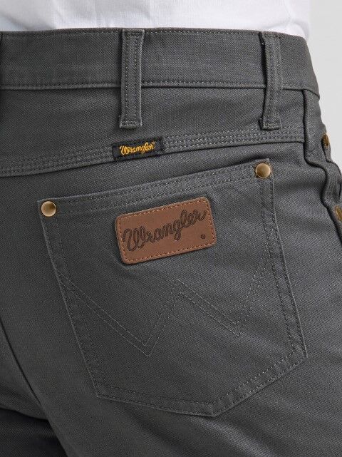 Wrangler Men's Premium Performance Tough Comfort Cowboy Cut Slim Fit Canvas Jean in Grey Pinstripe