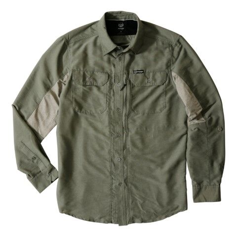 Wrangler Men's Outdoor Mix Material Long Sleeve Shirt in Dusty Olive