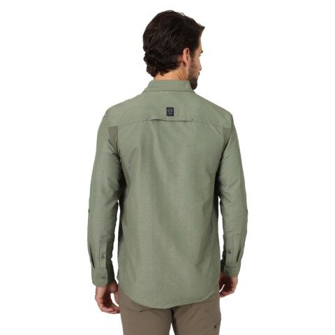 Wrangler Men's Outdoor Mix Material Long Sleeve Shirt in Dusty Olive