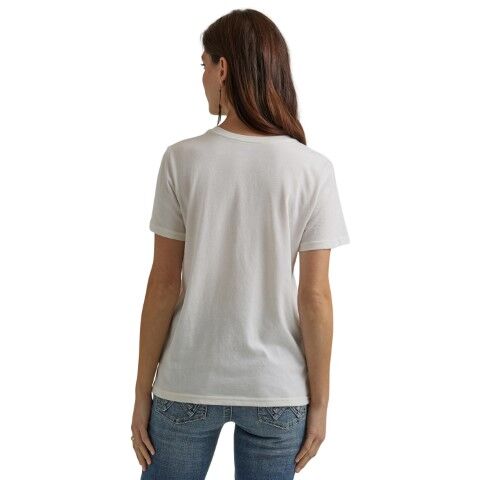 Wrangler Women's Wrangler Logo Cowboy Regular Fit T-Shirt in Marshmallow Heather