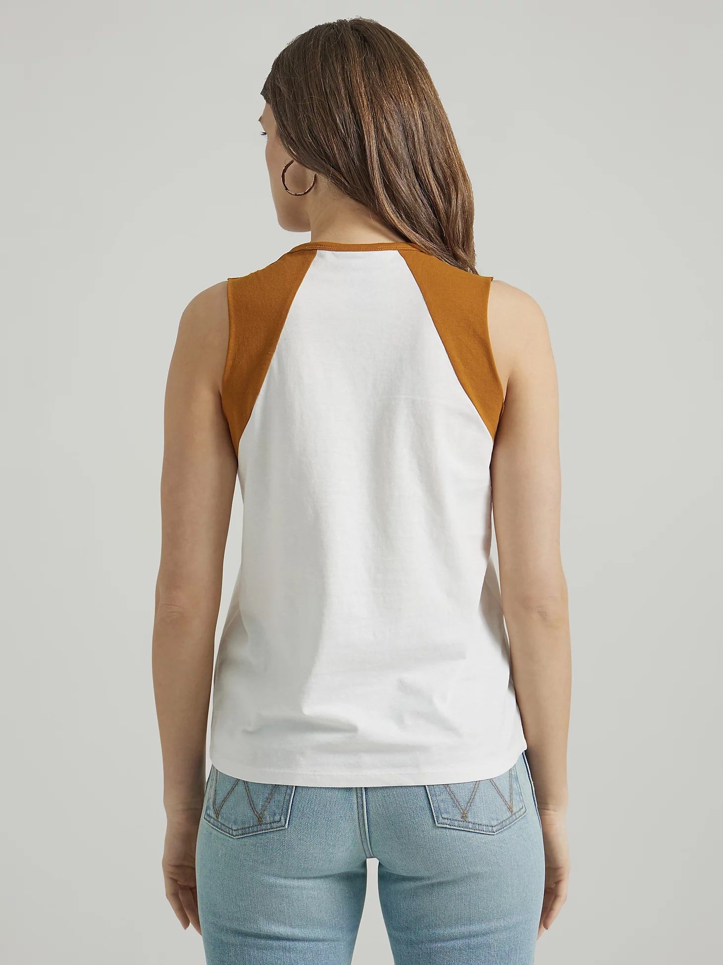 Wrangler Women's Vintage Logo Raglan Tank in Cream