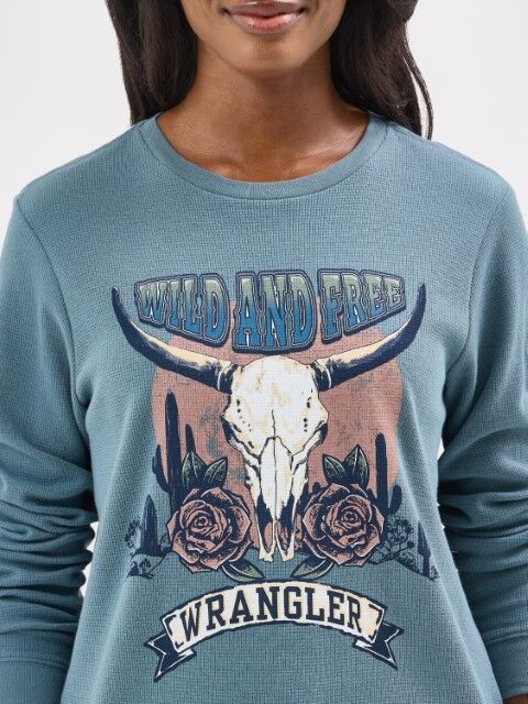 Wrangler Women's Graphic Regular Fit Long Sleeve Thermal in Argan Oil
