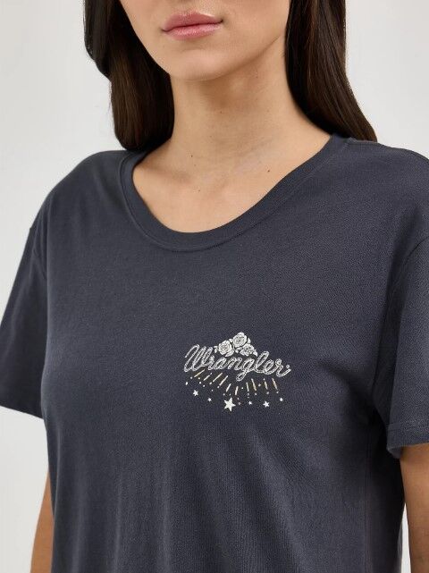 Wrangler Women's Wrangler Western Back Graphic Boyfriend T-Shirt in Phantom