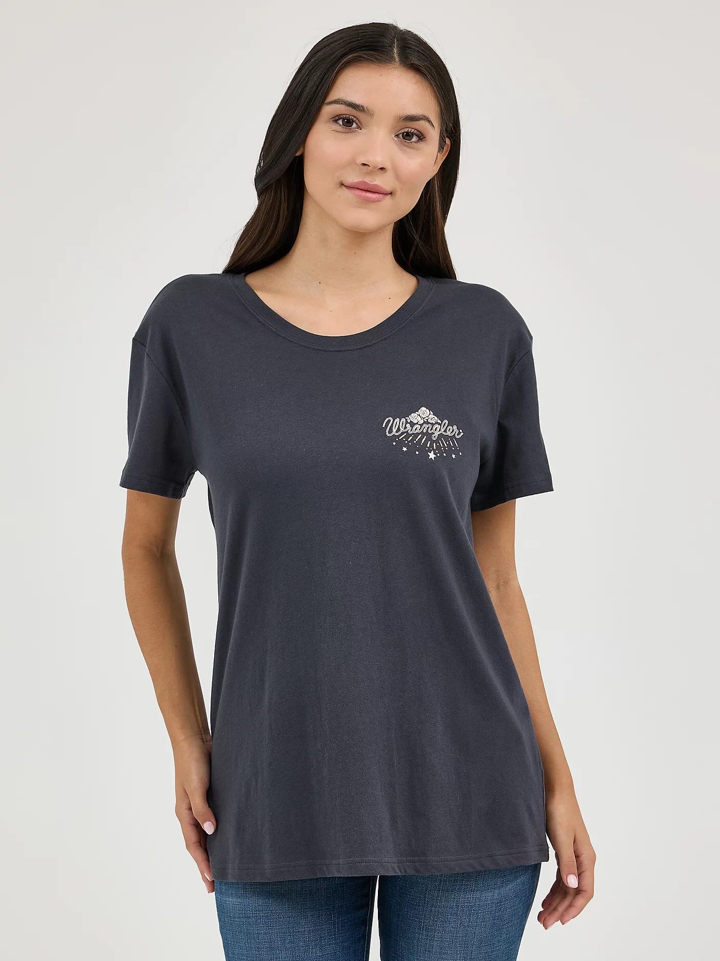 Wrangler Women's Wrangler Western Back Graphic Boyfriend T-Shirt in Phantom