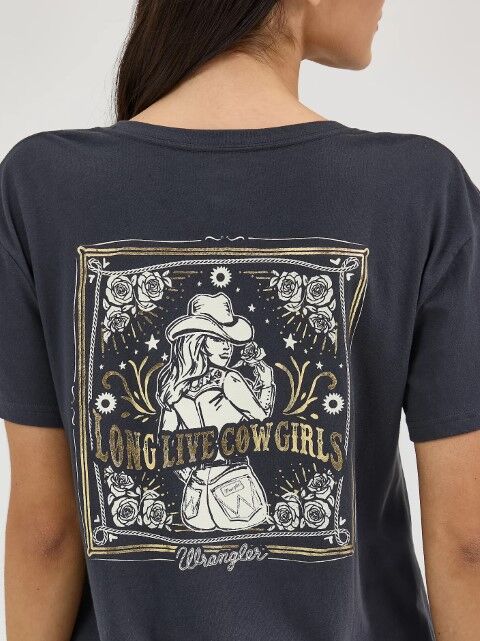 Wrangler Women's Wrangler Western Back Graphic Boyfriend T-Shirt in Phantom