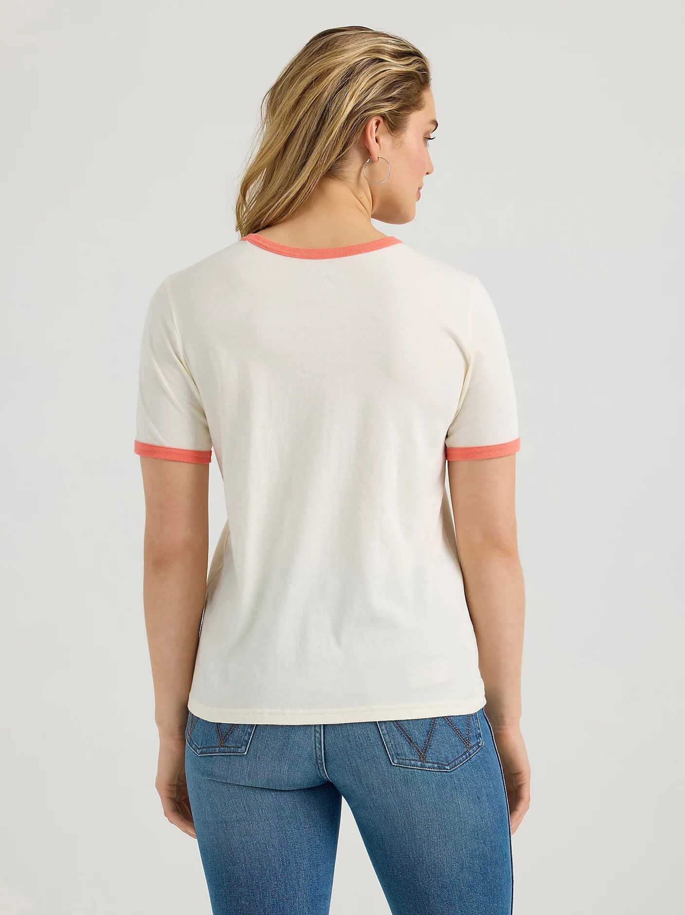 Wrangler Women's Wrangler Graphic Ringer T-Shirt in Rose White