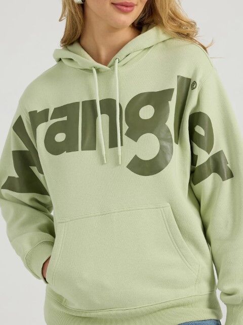 Wrangler Women's Bold Logo Hoodie in Green Tea