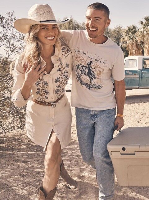 Wrangler Women's Embroidered Wildflower Western Snap Shirt Dress