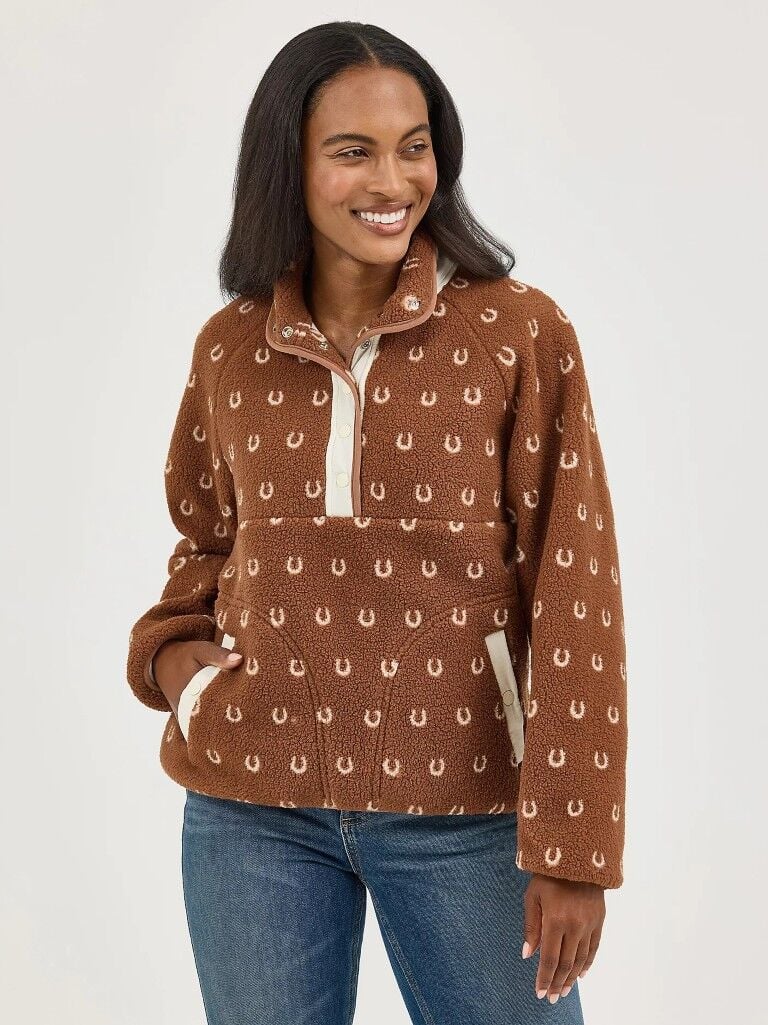 Wrangler Women's Retro Half Snap Sherpa Pullover