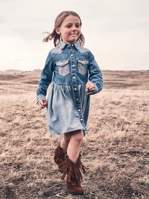 Wrangler Girl's Long Sleeve Western Denim Dress