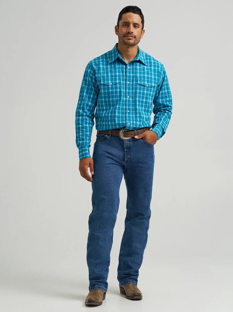 Wrangler Men's Wrinkle Resist Long Sleeve Western Snap Plaid Shirt