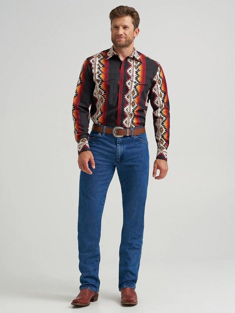Wrangler Men's Checotah Long Sleeve Western Snap Printed Shirt