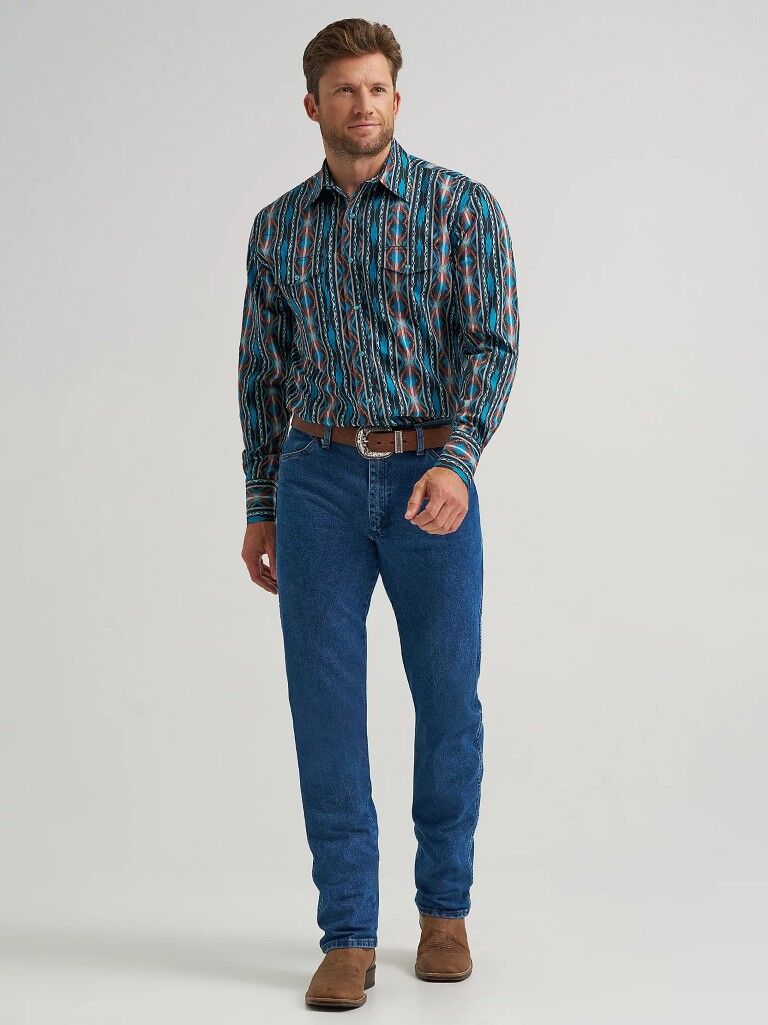 Wrangler Men's Checotah Long Sleeve Western Snap Printed Shirt