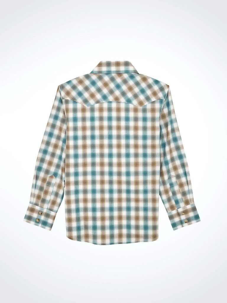 Wrangler Boy's Retro Western Snap Plaid Shirt With Front Sawtooth Pockets