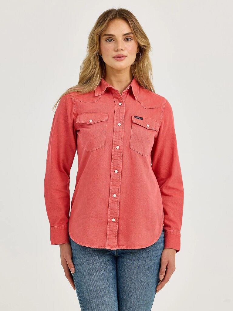 Wrangler Women's Colorwash Slim Western Snap Shirt