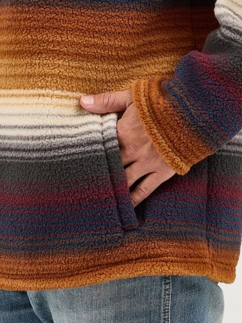 Wrangler Men's Striped 1/4 Zip Sherpa Pullover