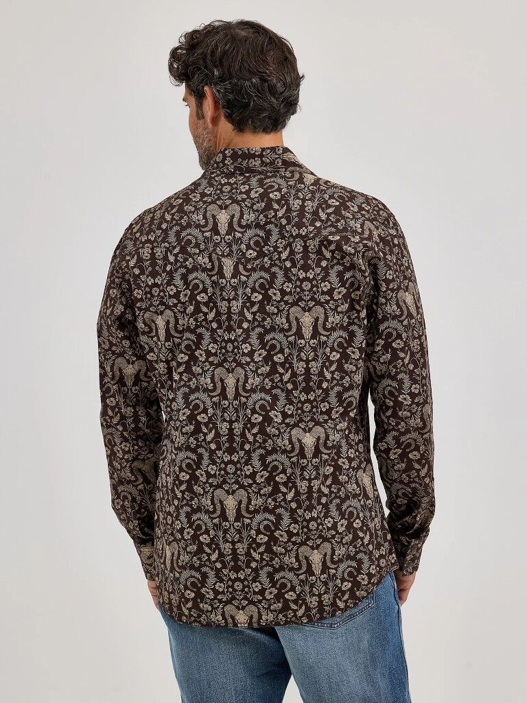Wrangler Men's Retro Premium Long Sleeve Western Snap Printed Shirt