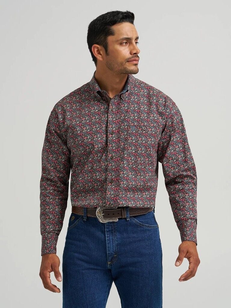 Wrangler Men's George Strait Long Sleeve Button Down One Pocket Shirt