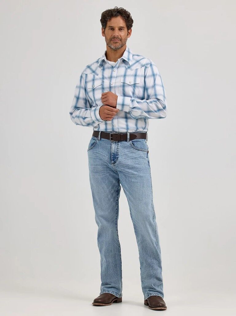 Wrangler Men's Retro Premium Long Sleeve Western Snap Plaid Shirt