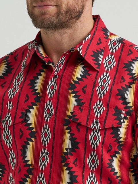 Wrangler Men's Checotah Long Sleeve Western Snap Printed Shirt