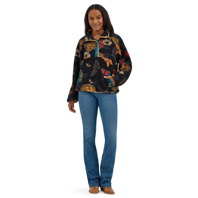 Wrangler Women's Retro Half Snap Sherpa Pullover