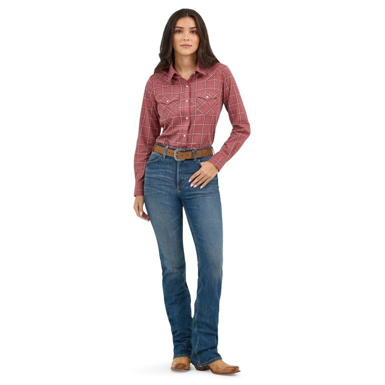Wrangler Women's Essential Long Sleeve Plaid Western Snap Top