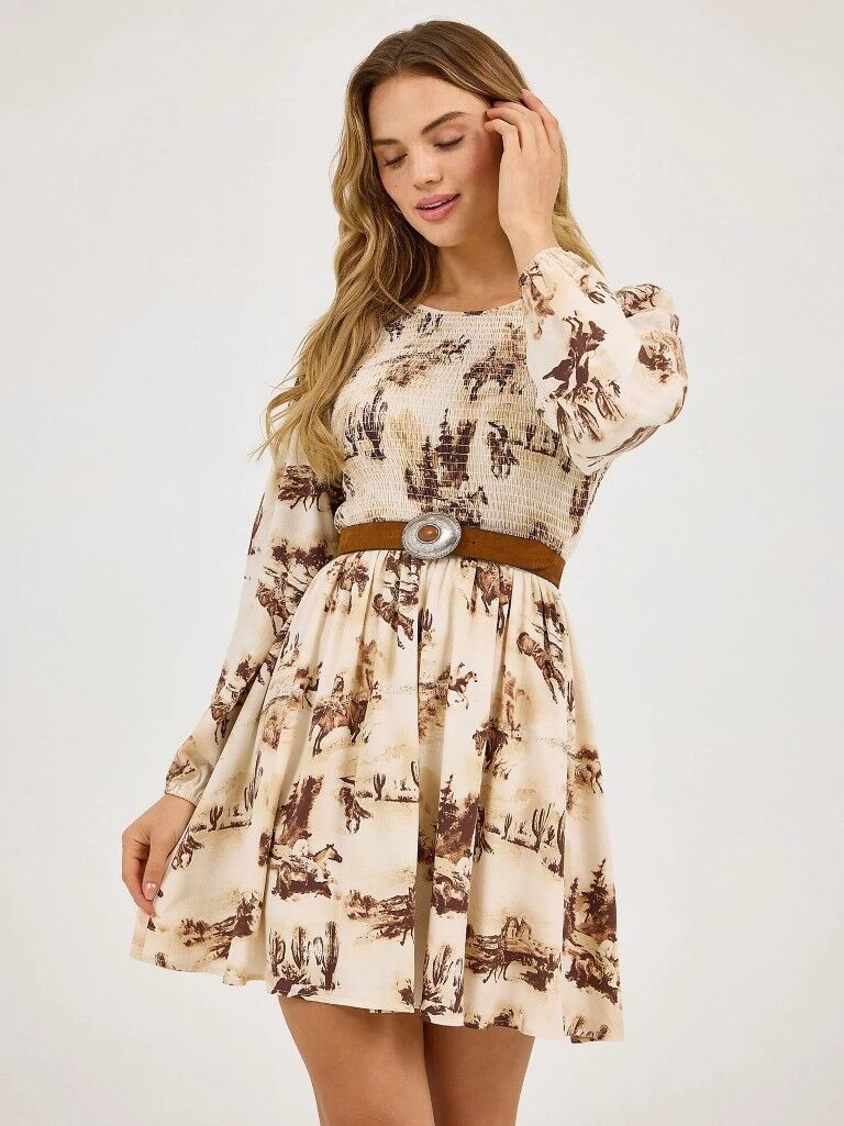 Wrangler Women's Smocked Bodice A-Line Dress