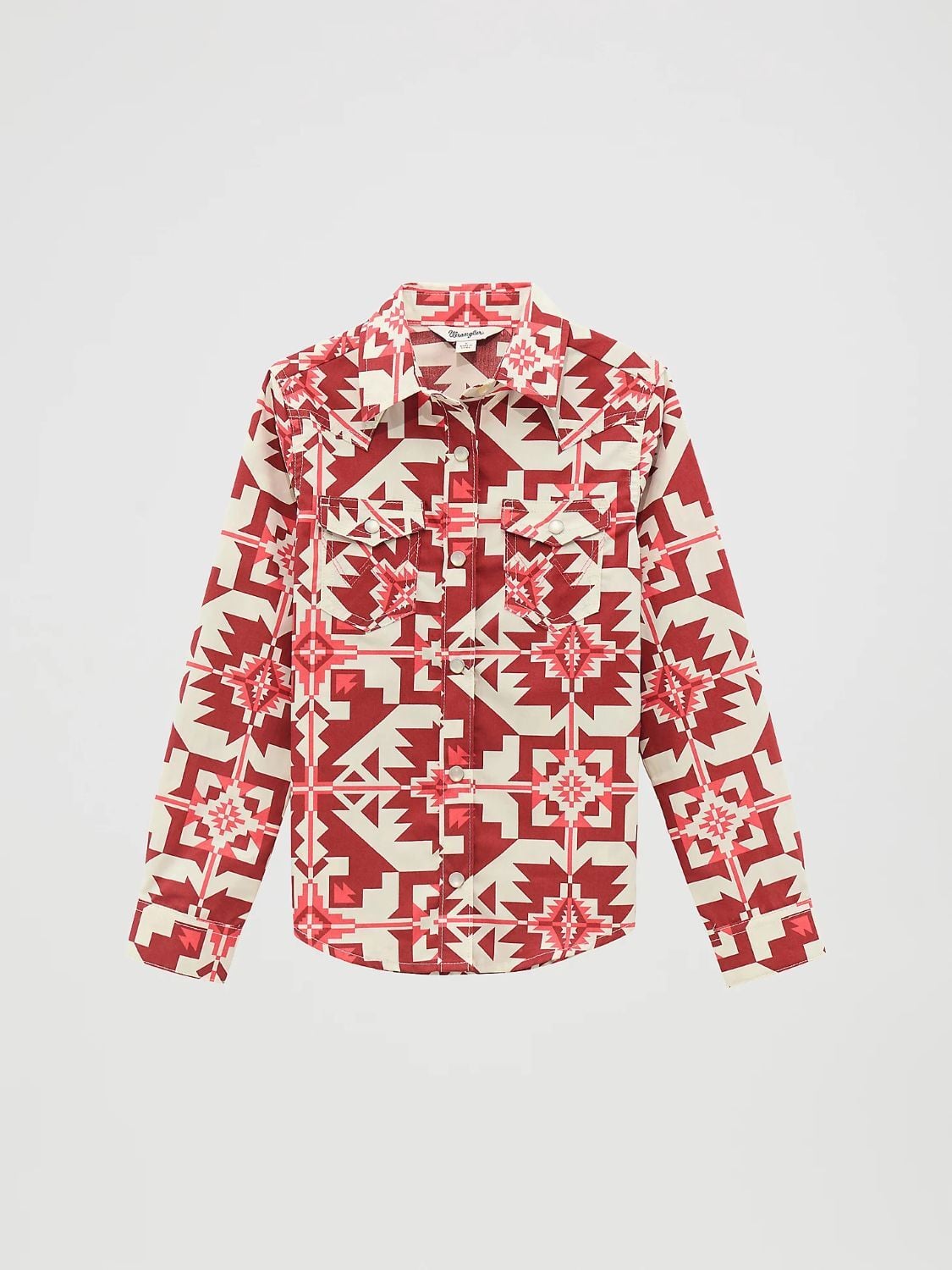 Wrangler Girl's Long Sleeve Geo Print Western Snap Shirt