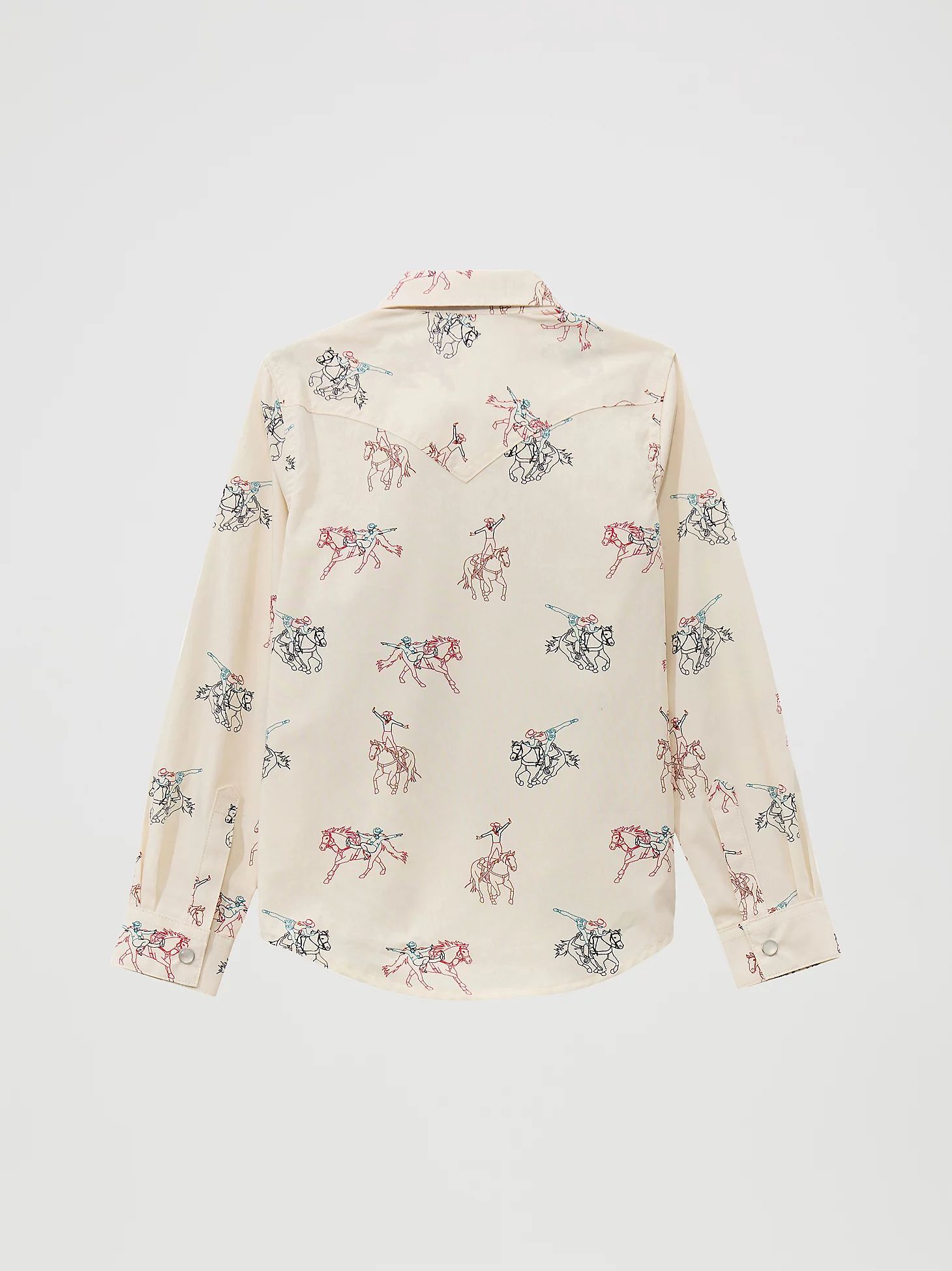Wrangler Girl's Cowboy Horse Print Western Snap Shirt
