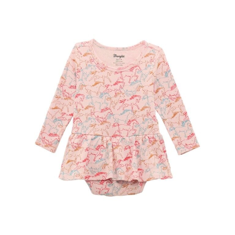 Wrangler Girl's Allover Print Skirted Bodysuit
