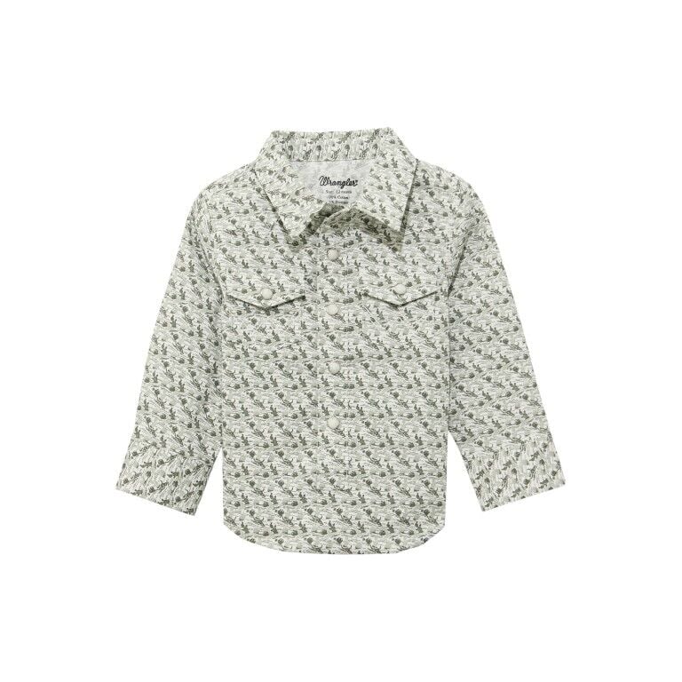 Wrangler Boy's Long Sleeve Print Western Snap Shirt