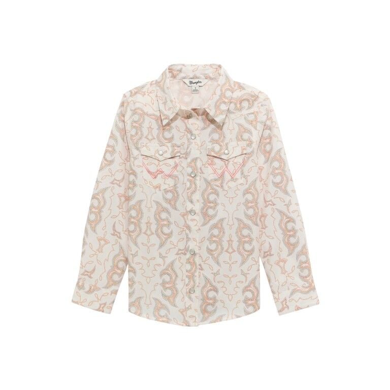 Wrangler Girl's Bold Print Western Snap Shirt