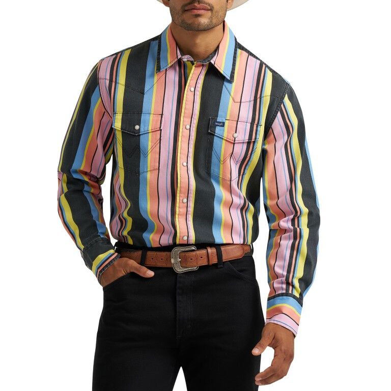 Wrangler Men's Vintage-Inspired Brushpopper Western Snap Shirt