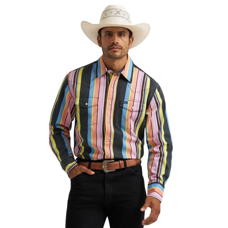 Wrangler Men's Vintage-Inspired Brushpopper Western Snap Shirt