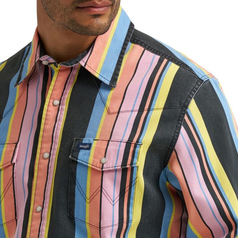 Wrangler Men's Vintage-Inspired Brushpopper Western Snap Shirt