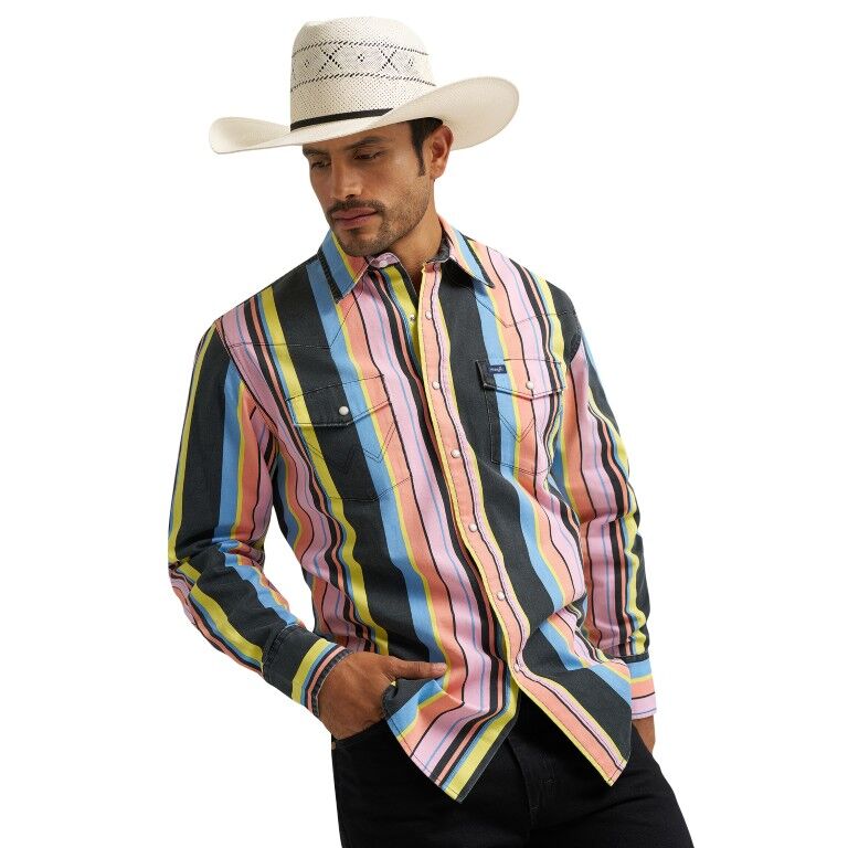 Wrangler Men's Vintage-Inspired Brushpopper Western Snap Shirt